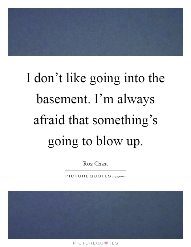 I don't like going into the basement. I'm always afraid that something's going to blow up. Picture Quote #1