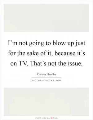 I’m not going to blow up just for the sake of it, because it’s on TV. That’s not the issue Picture Quote #1