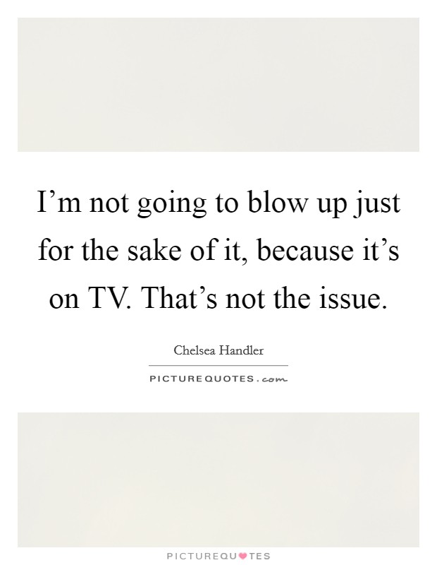 I'm not going to blow up just for the sake of it, because it's on TV. That's not the issue. Picture Quote #1