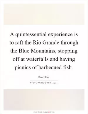A quintessential experience is to raft the Rio Grande through the Blue Mountains, stopping off at waterfalls and having picnics of barbecued fish Picture Quote #1