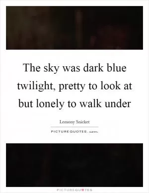 The sky was dark blue twilight, pretty to look at but lonely to walk under Picture Quote #1
