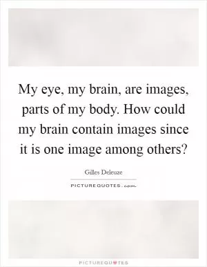 My eye, my brain, are images, parts of my body. How could my brain contain images since it is one image among others? Picture Quote #1