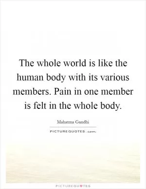 The whole world is like the human body with its various members. Pain in one member is felt in the whole body Picture Quote #1