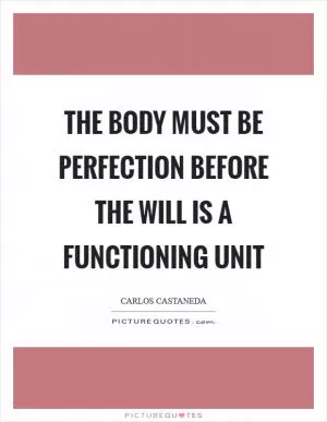 The body must be perfection before the will is a functioning unit Picture Quote #1