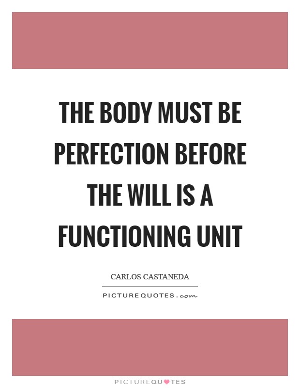 The body must be perfection before the will is a functioning unit Picture Quote #1