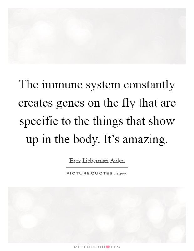 The immune system constantly creates genes on the fly that are specific to the things that show up in the body. It's amazing. Picture Quote #1