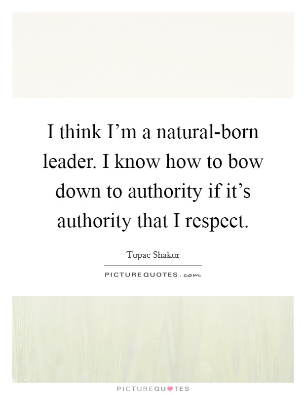 I think I'm a natural-born leader. I know how to bow down to authority if it's authority that I respect. Picture Quote #1