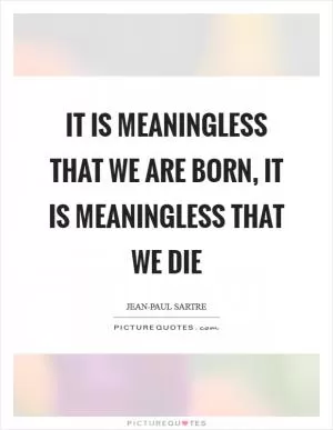 It is meaningless that we are born, it is meaningless that we die Picture Quote #1
