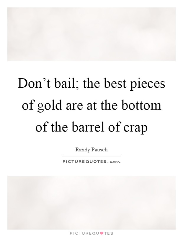Don't bail; the best pieces of gold are at the bottom of the barrel of crap Picture Quote #1