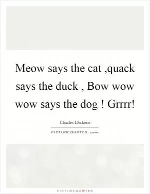 Meow says the cat ,quack says the duck , Bow wow wow says the dog ! Grrrr! Picture Quote #1