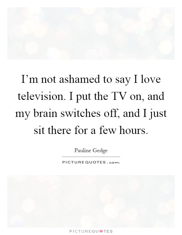 I'm not ashamed to say I love television. I put the TV on, and my brain switches off, and I just sit there for a few hours. Picture Quote #1