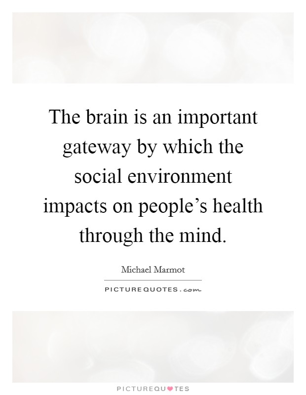 The brain is an important gateway by which the social environment impacts on people's health through the mind. Picture Quote #1