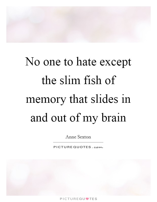 No one to hate except the slim fish of memory that slides in and out of my brain Picture Quote #1