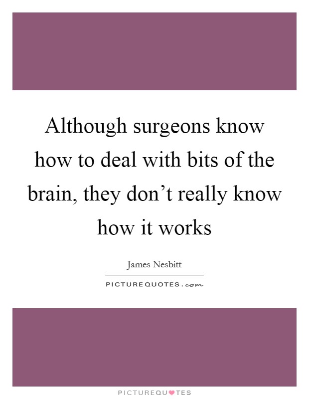 Although surgeons know how to deal with bits of the brain, they don't really know how it works Picture Quote #1