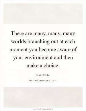 There are many, many, many worlds branching out at each moment you become aware of your environment and then make a choice Picture Quote #1