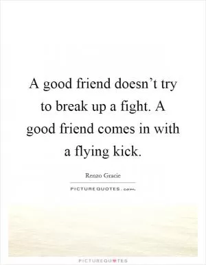 A good friend doesn’t try to break up a fight. A good friend comes in with a flying kick Picture Quote #1
