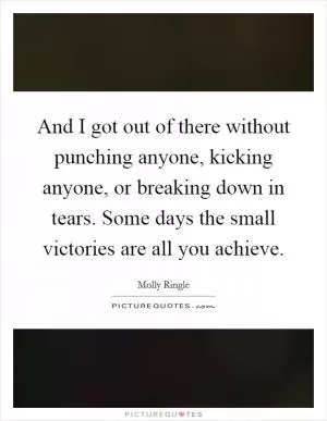 And I got out of there without punching anyone, kicking anyone, or breaking down in tears. Some days the small victories are all you achieve Picture Quote #1