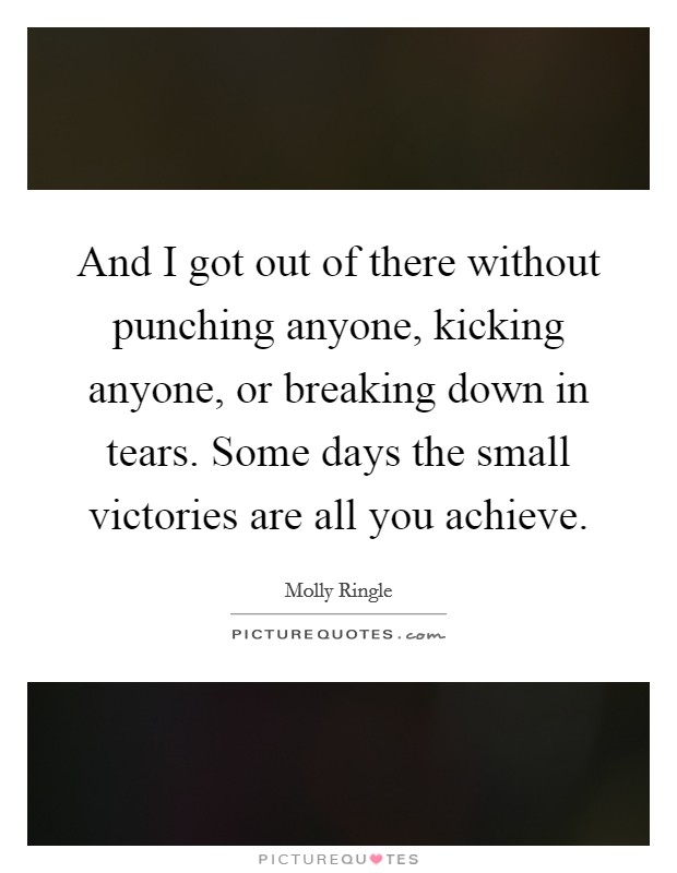 And I got out of there without punching anyone, kicking anyone, or breaking down in tears. Some days the small victories are all you achieve. Picture Quote #1