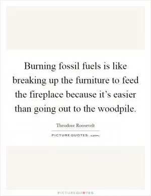 Burning fossil fuels is like breaking up the furniture to feed the fireplace because it’s easier than going out to the woodpile Picture Quote #1