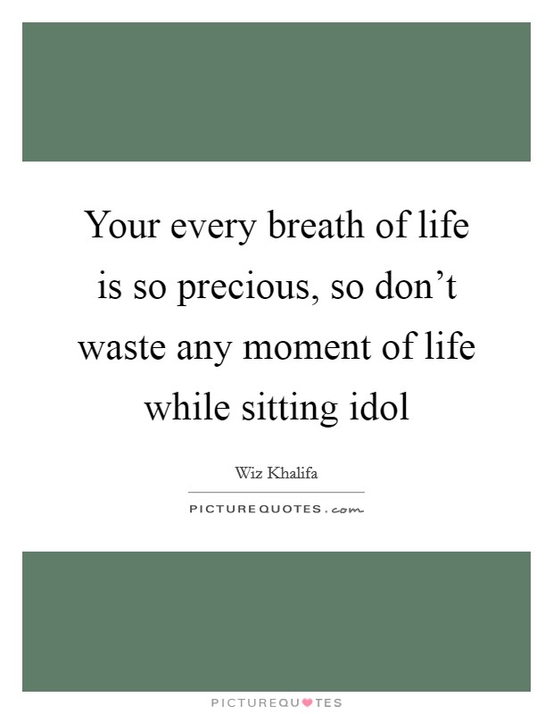 Your every breath of life is so precious, so don't waste any moment of life while sitting idol Picture Quote #1