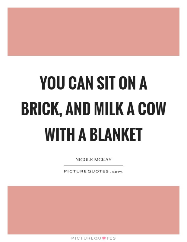 You can sit on a brick, and milk a cow with a blanket Picture Quote #1
