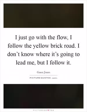 I just go with the flow, I follow the yellow brick road. I don’t know where it’s going to lead me, but I follow it Picture Quote #1
