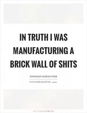 In truth I was manufacturing a brick wall of shits Picture Quote #1