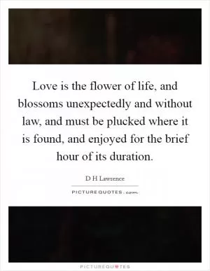 Love is the flower of life, and blossoms unexpectedly and without law, and must be plucked where it is found, and enjoyed for the brief hour of its duration Picture Quote #1