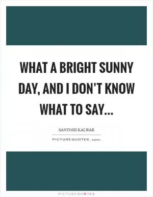 What a bright sunny day, and I don’t know what to say Picture Quote #1