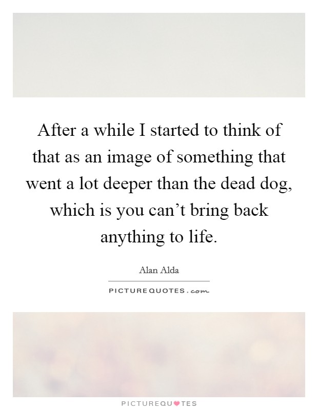 After a while I started to think of that as an image of something that went a lot deeper than the dead dog, which is you can't bring back anything to life. Picture Quote #1
