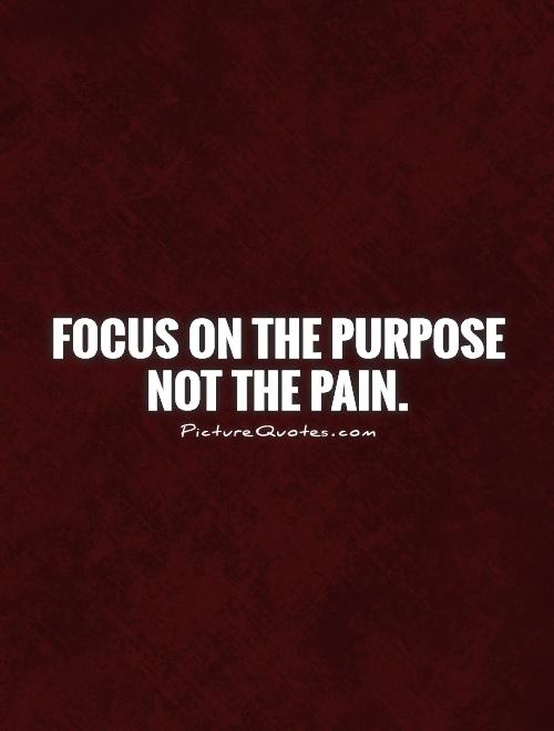 Focus on the purpose not the pain Picture Quote #1
