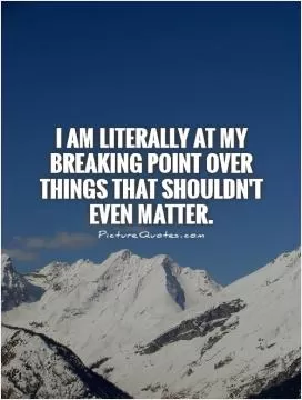 I am literally at my breaking point over things that shouldn't even matter Picture Quote #1