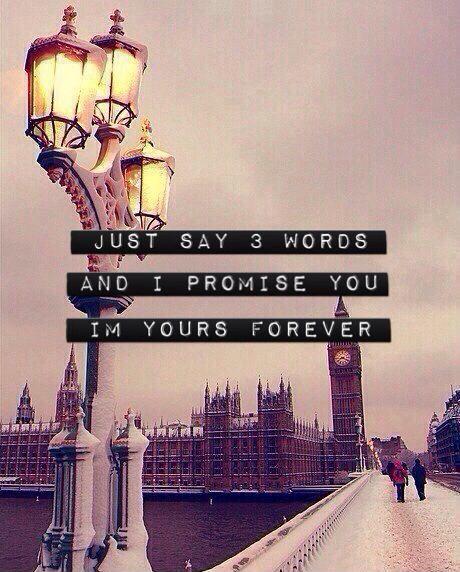 Just say 3 words and I promise you I'm yours forever Picture Quote #1
