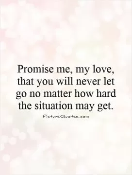 Promise me, my love, that you will never let go no matter how hard the situation may get Picture Quote #1