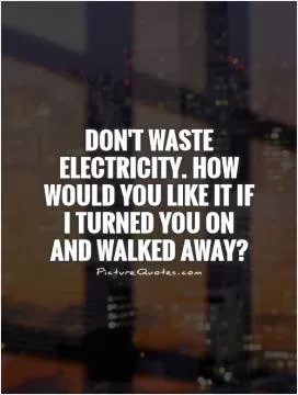 Don't waste electricity. How would you like it if I turned you on and walked away? Picture Quote #1