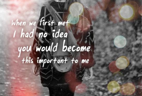 When we first met I had no idea you would become this important to me Picture Quote #1