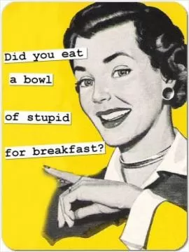 Did you eat a bowl of stupid for breakfast? Picture Quote #1