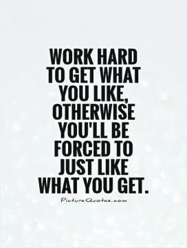 Work hard  to get what you like, otherwise you'll be forced to just like what you get Picture Quote #1