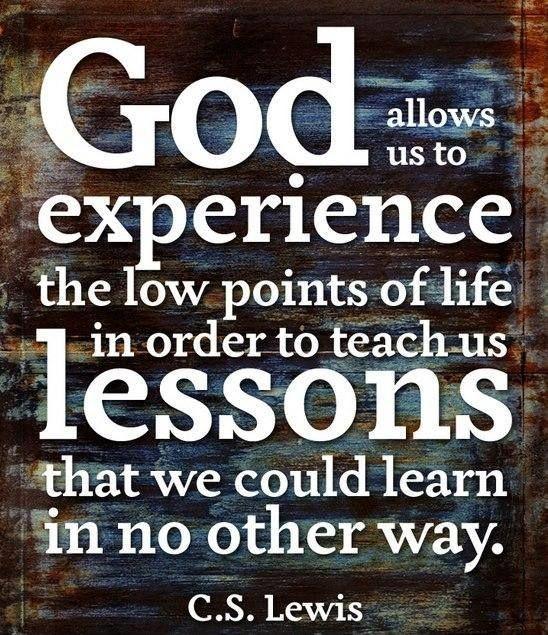 God allows us to experience the low points of life in order to teach us lessons we could not learn in any other way Picture Quote #2