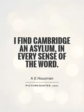 I find Cambridge an asylum, in every sense of the word Picture Quote #1