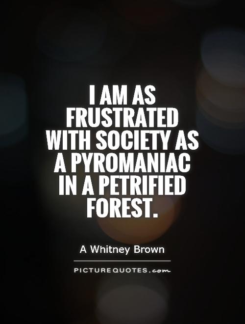 I am as frustrated with society as a pyromaniac in a petrified forest Picture Quote #1
