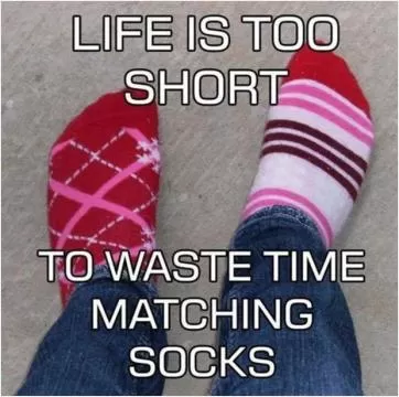 Life is too short to waste time matching socks Picture Quote #1