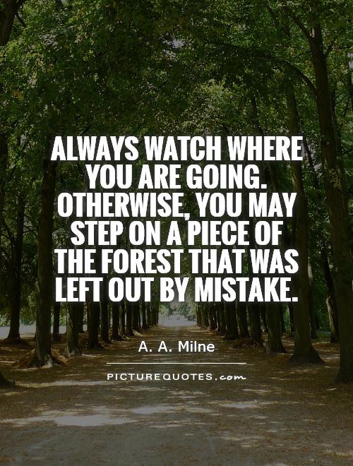 Always watch where you are going. Otherwise, you may step on a piece of the Forest that was left out by mistake Picture Quote #1