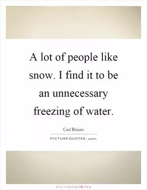 A lot of people like snow. I find it to be an unnecessary freezing of water Picture Quote #1