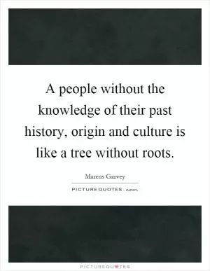 A people without the knowledge of their past history, origin and culture is like a tree without roots Picture Quote #1
