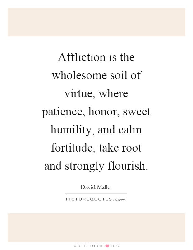 Affliction is the wholesome soil of virtue, where patience, honor, sweet humility, and calm fortitude, take root and strongly flourish Picture Quote #1