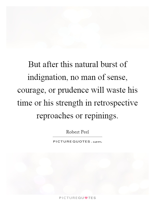But after this natural burst of indignation, no man of sense, courage, or prudence will waste his time or his strength in retrospective reproaches or repinings Picture Quote #1