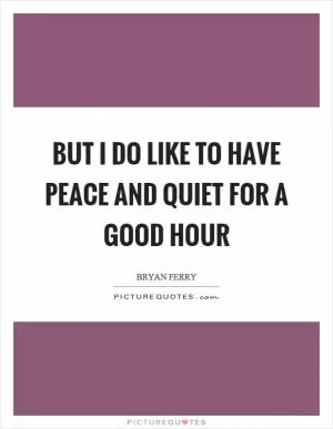 But I do like to have peace and quiet for a good hour Picture Quote #1