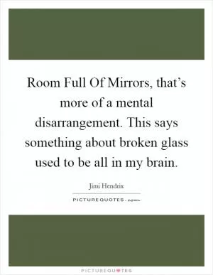 Room Full Of Mirrors, that’s more of a mental disarrangement. This says something about broken glass used to be all in my brain Picture Quote #1