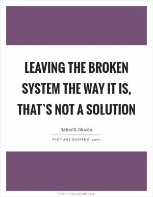 Leaving the broken system the way it is, that`s not a solution Picture Quote #1